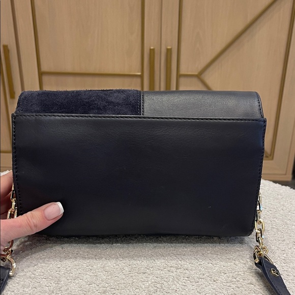 Tory Burch Black Leather and Suede Crossbody Bag - Picture 2 of 6